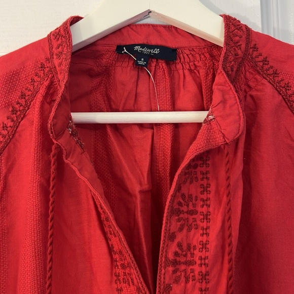 Madewell embroidered boho red peasant blouse - Picture 2 of 4